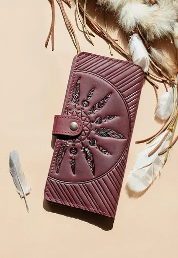 Шкіряне жіноче бордове портмоне 7.0 Інді - фото 1