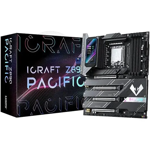 Материнская плата Maxsun LGA1851, iCraft Z890 PACIFIC, Z890, 4xDDR5, Int.Video(CPU), 4xSATA3, 1xPCI-E 16x 5.0, 1x PCI-E 8x 5.0, 2xPCI-E 4x 4.0, 4xM.2, RTL8126, 9xUSB3.2, 2xType-C, DP/HDMI, WIFI7+BT5.4, 16 фаз, отладка, ARGB, ATX - фото 2