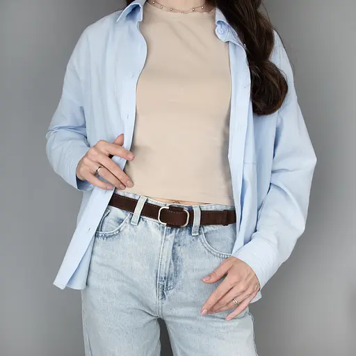 Ремінь жіночий замшевий JK-2548 коричневий під джинси (105 см) - фото 2