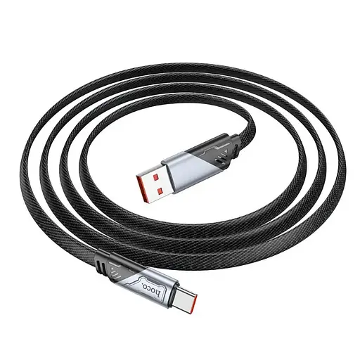 Кабель HOCO U119 USB to Type-C 5A, 1.2m, nylon, aluminum connectors, Black - фото 4