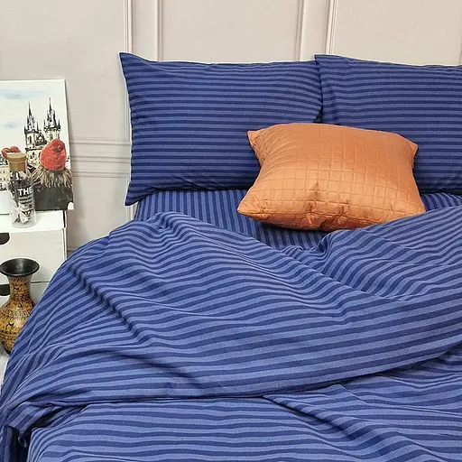 Постільна білизна MERISET Синя Бязь страйп Полуторний 560578-1 - фото 4