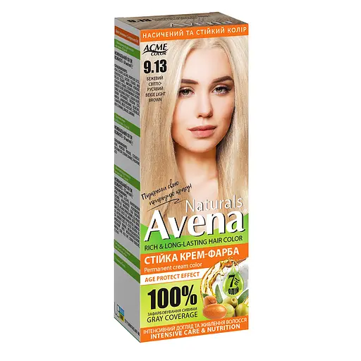 Устойчивая крем-краска для волос Acme Avena Naturals 9.13 Бежевый светло-русый - фото 1