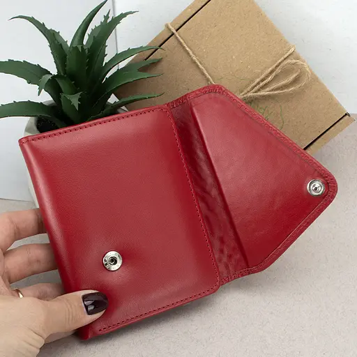 Гаманець жіночий шкіряний маленький Sabrina червоний пітон - фото 7