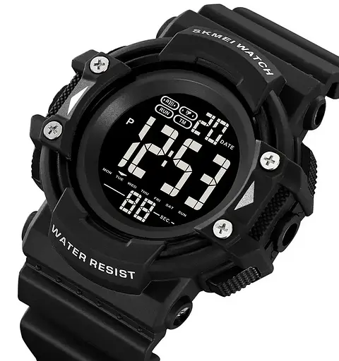 Часы мужские спортивные наручные Skmei 2195 (Черный с черным циферблатом) - фото 2