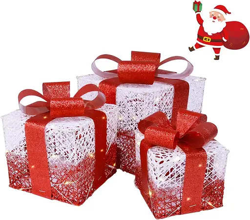 Уличные украшения Рождественские подарочные коробки с подсветкой 3 шт. - фото 2