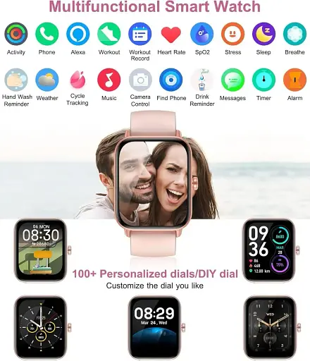 Розумний годинник з Bluetooth-дзвінком, вбудованим Alexa, циферблатом 4,6 см, монітором серцевого ритму, монітором сну - фото 2