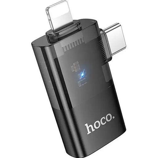 Перехідник Hoco UA36E USB-C Male/Lightning Male to USB-A Female OTG Black [140339] - фото 3