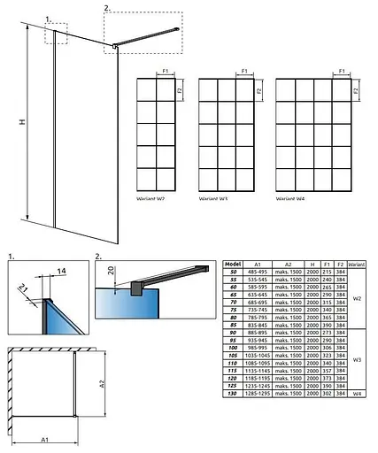 Душевая перегородка Radaway Modo X Black II Factory 125 см 389325-54-55 - фото 2