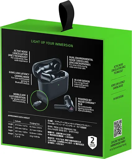 Наушники Razer Hammerhead True Wireless 2021 (RZ12-03820100-R3G1) - фото 9