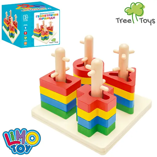 Дерев’яна іграшка Пірамідка-ключ, 13x11x13 см, 16 деталей, 13.5x12x13.5 см - фото 2