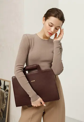 Жіноча шкіряна сумка для ноутбука і документів бордова - фото 2