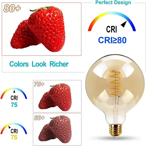 Винтажная светодиодная лампа EXTRASTAR, E27 Edison Screw 6W (эквивалент 42 Вт) G125 Большие глобусные светодиодные спиральные лампы - фото 4