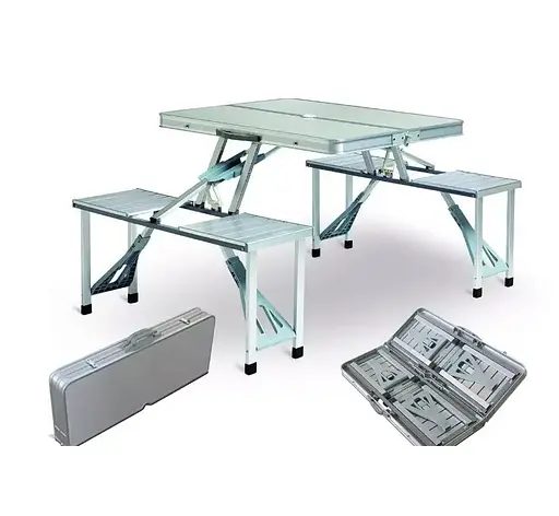 Стол раскладной Voltronic YT34 Silver туристический для пикника с 4 стульями - фото 2