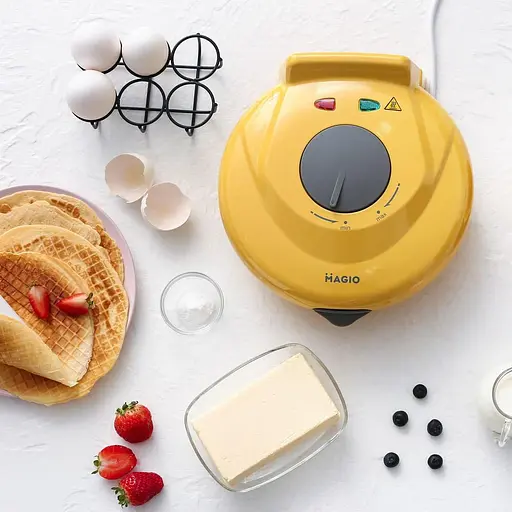 Электрическая вафельница Magio MG-397 770 Вт для рожков тонких вафель желтая - фото 5