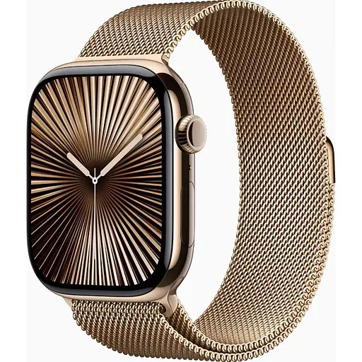 Смарт-часы Apple Watch Series 10 GPS + Cellular 46mm Gold Titanium Case w. Gold Milanese Loop - M/L (MX003) - фото 1