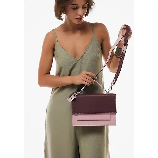 Жіноча шкіряна сумка Grace бордовий/рожевий - фото 1