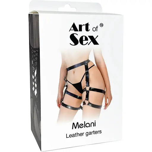 Кожаные гартеры Art of Sex - Melani Leather garters, Черные XS-M - фото 4