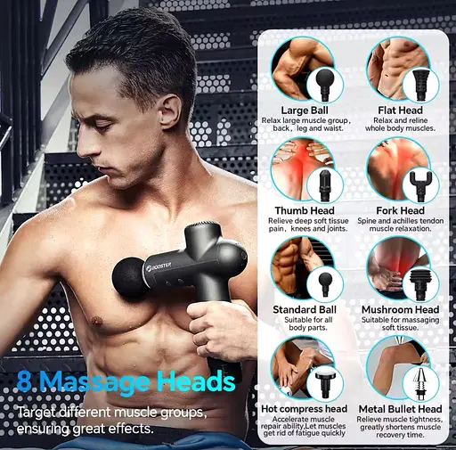 Перкусійний масажер Booster Lightsaber 4000mah (8 насадок) - фото 4