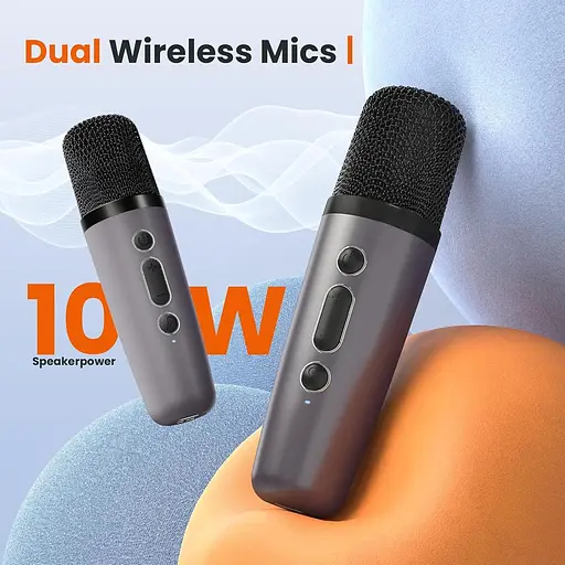 Портативна караоке-машина Bluetooth з 3 вбудованими динаміками та 2 мікрофонами - фото 6