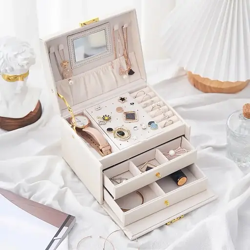Скринька для прикрас Органайзер для ювелірних виробів Сундук для бужутерії Перламутровий - фото 2