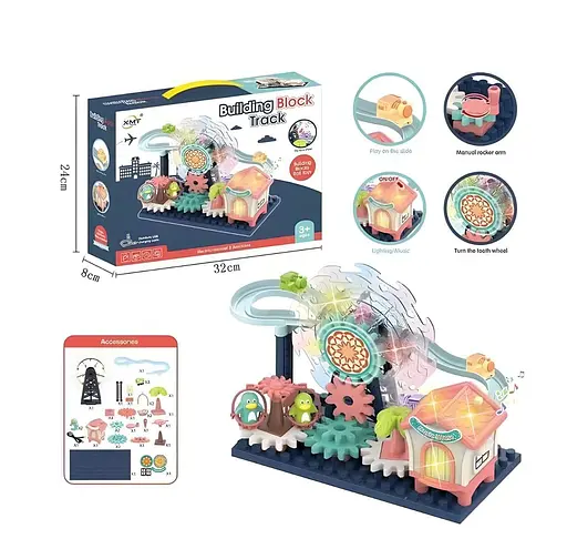 Трек 88008 с мелодиями, подсветкой и подвижными шестернями, работает от батареек или USB - фото 3