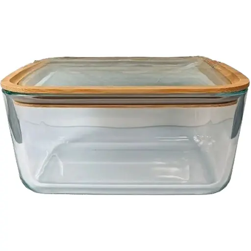 Пищевый контейнер Vittora стеклянный со стеклянной деревянной крышкой 800 мл VT-8680 (135685)