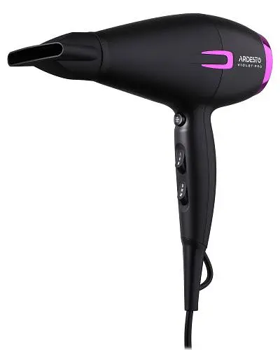 Фен Ardesto HD-Y221PRO, Black, 2100W, 2 швидкості, 3 режими, дифузор, концентратор, функція &quot;Cool Shot&quot;, захист від перегріву, Soft Touch покриття