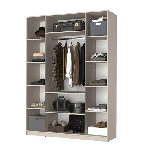 Шафа 4-дверна з антресоллю MebelStar Оскар ДСП BL-B, комплект полиць 160x52x260 см Аляска сірий (MBS-5009) - фото 2