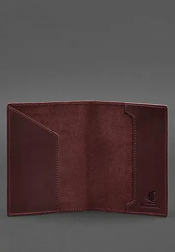 Кожаная обложка для паспорта с гербом Германии бордовая Crazy Horse - фото 4