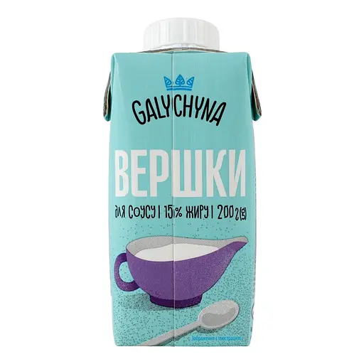 Вершки Galychyna Для соусу 15% ультрапастеризовані 200 г - фото 2