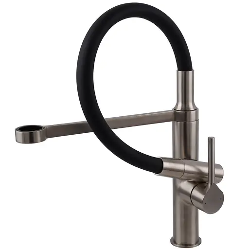 Змішувач для кухні TOPAZ SARDINIA TS 08401-H71-PVD-NB латунний з лійкою-душем для зручності використання - фото 2