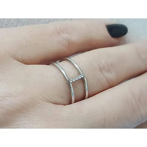 Срібне кільце Qvaliz з фіанітами. 901-01008 16 - фото 2