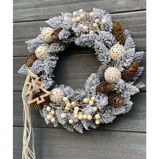 Вінок новорічний різдвяний Hvoya Elegant зі штучної хвої засніжений 50 см - фото 2
