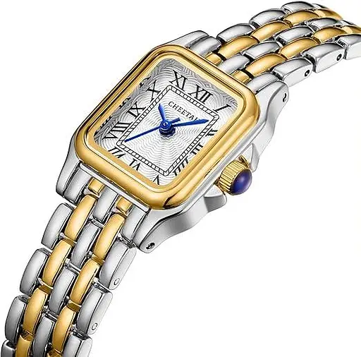 Жіночий аналоговий кварцовий годинник CHEETAH, маленький, з вінтажним ремінцем, прямокутним корпусом, римським циферблатом, цифров - фото 2