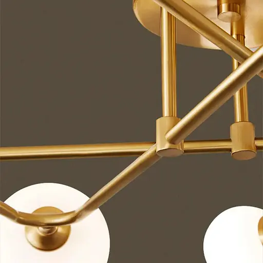 Стельова люстра в латунному корпусі з вигнутими ріжками на 9 ламп | Line F | Арт. YQ317/9 AB - фото 4