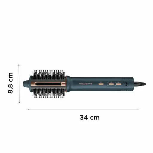 Фен Rowenta-щетка Air Brush 3D, 1200Вт, 3 режима, иониз-я, холодный обдув, функция фена, керамика, черно-золотой - фото 3
