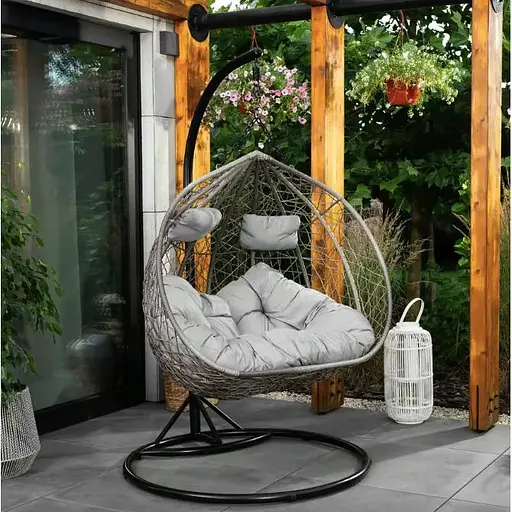 Подвесное кресло-кокон Di Volio Foggio двухместное серый - фото 4