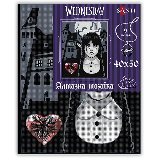 Алмазна мозаїка Santi Wednesday Secrets of Nevermore на підрамнику 40х50 см (955322) - фото 2