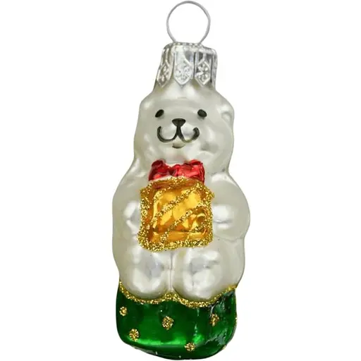Ялинкова прикраса Санта Шоп Ведмедик новорічний скло (4820001180190)
