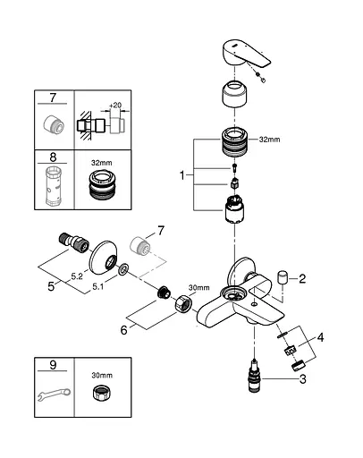 Смеситель для ванны Grohe BauEdge New 23605001 Хром - фото 3