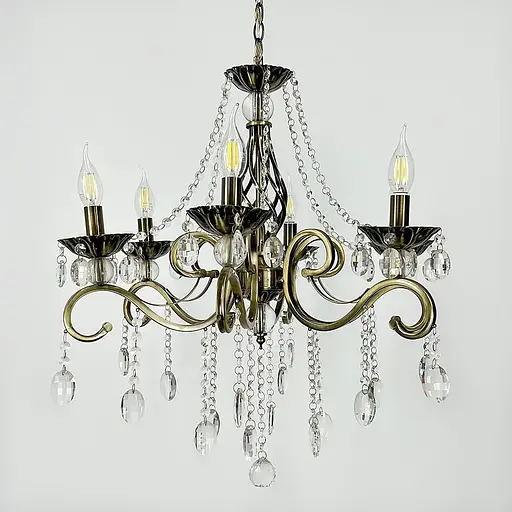 Класична люстра-підсвічник на 6 ламп у бронзовому корпусі Ø 60 см | Арт. 6071/6 AB | Line F - фото 1