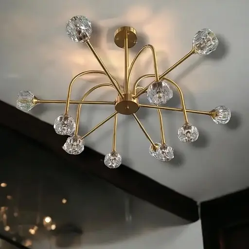 Светодиодная люстра Тюльпанчик 5010 (Золотая) на 10 плафонов