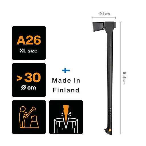 Топор-колун Fiskars Solid A26, 91.5 см, 2,55 кг (1052043) - фото 2