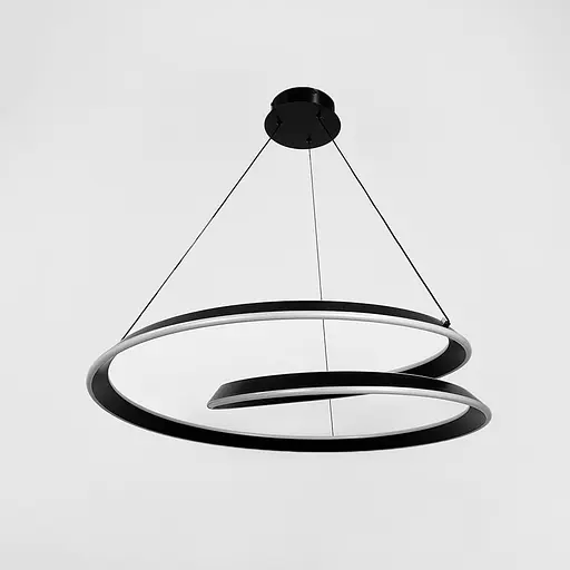 Подвесная кольцевая люстра в черном перекрученном корпусе Ø 80 см | Line F | Арт. MJ340-800 BK - фото 1