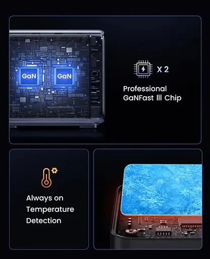 Зарядний пристрій Ugreen CD333 Nex 1U + 4C 300 W GaN адаптер живлення сірий - фото 8