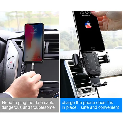 Автотримач з БЗП Baseus Gravity Wireless Air Vent (WXYL) Чорний - фото 8