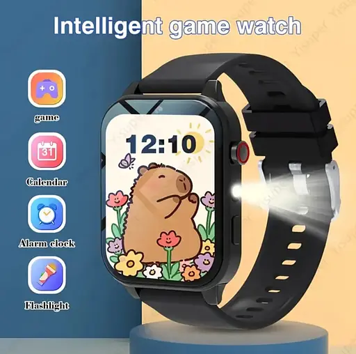 Детские умные часы с камерой, играми, мониторингом сна, шагомером, будильником, фонариком и др. Черные - фото 4