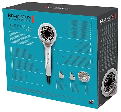 Фен Remington HYDRAluxe PRO, 2200Вт, 3 режима, диффузор, ионизация, холодный обдув, белый - фото 7