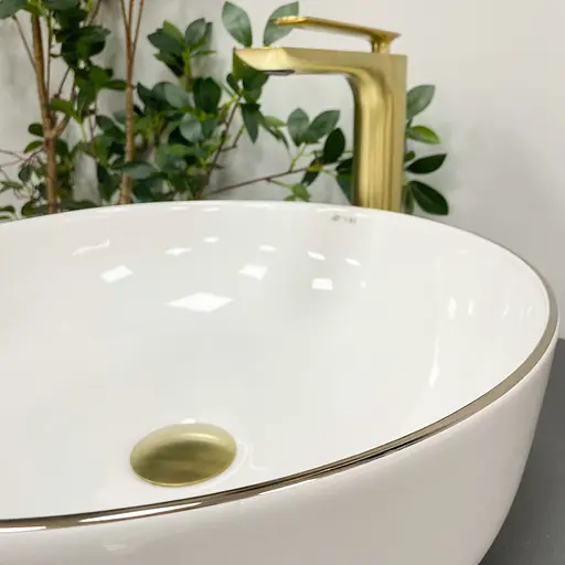 Умивальник VBI Bari S white gold Edge накладний VBI-011605, Золотий - фото 4