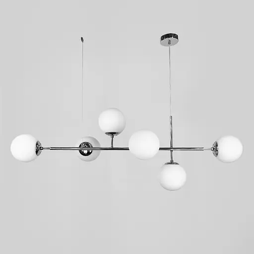 Люстра видовжена хромованому корпусі на 6 плафонів (тип А) | Line F | Арт. SGJ7/6A CH+WT - фото 5